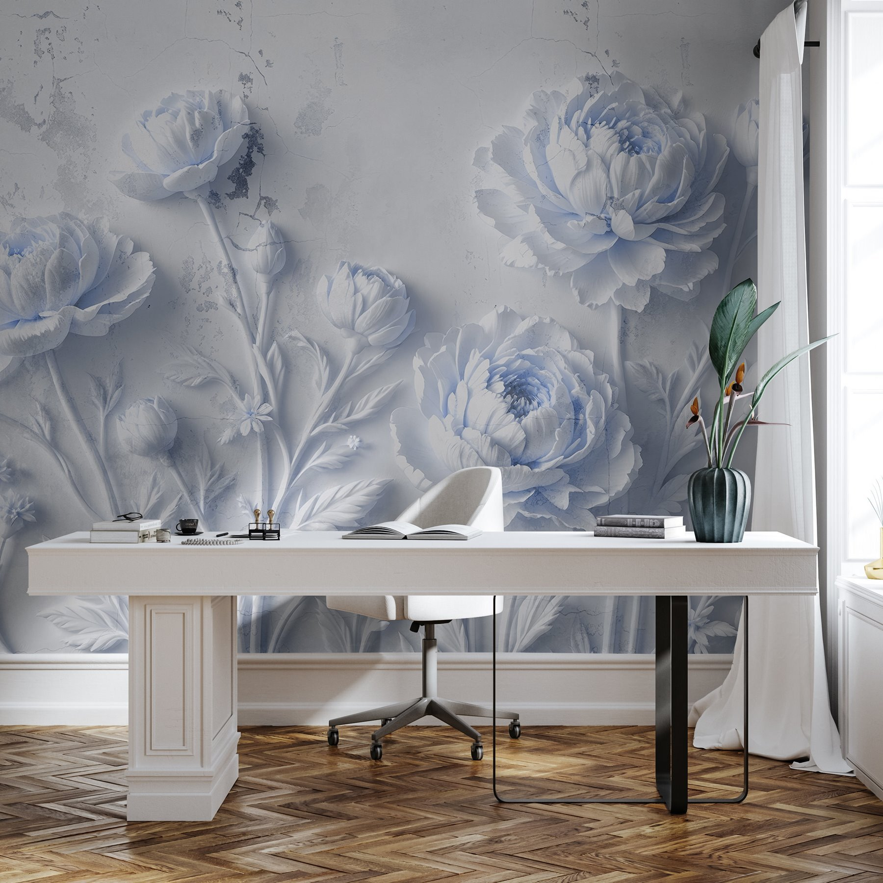 White flowers on a white surface