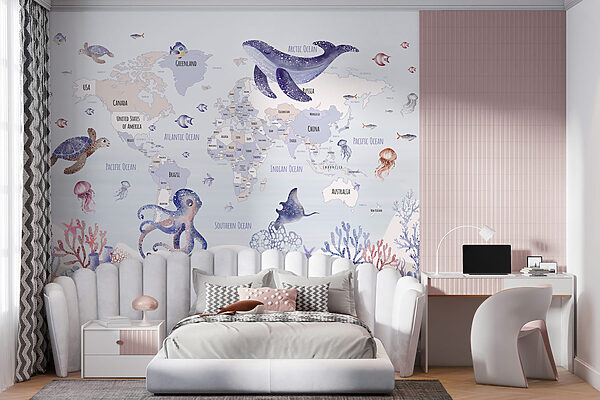 Mapa do mundo com animais marinhos Mapa do mundo com animais marinhos