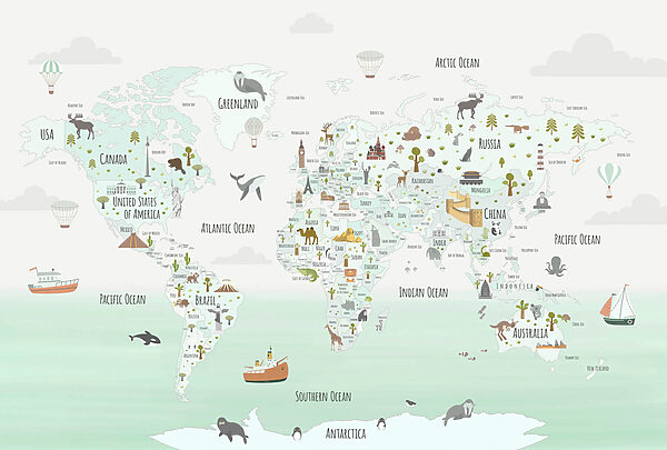 Mapa do mundo com animais Mapa do mundo com animais