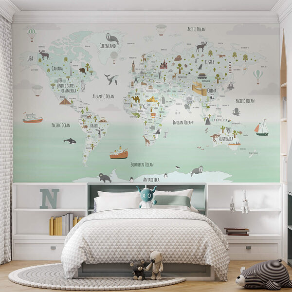 Mapa do mundo com animais Mapa do mundo com animais