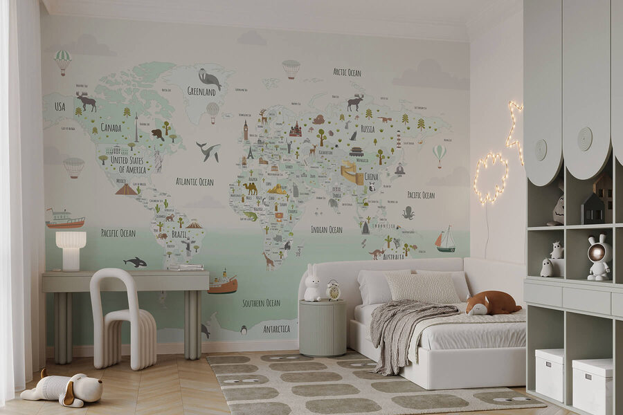 Mapa do mundo com animais Mapa do mundo com animais