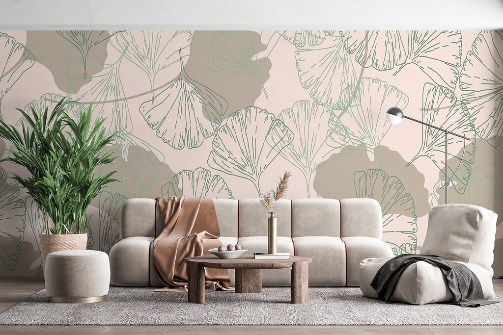 Pattern of leaves on a light background