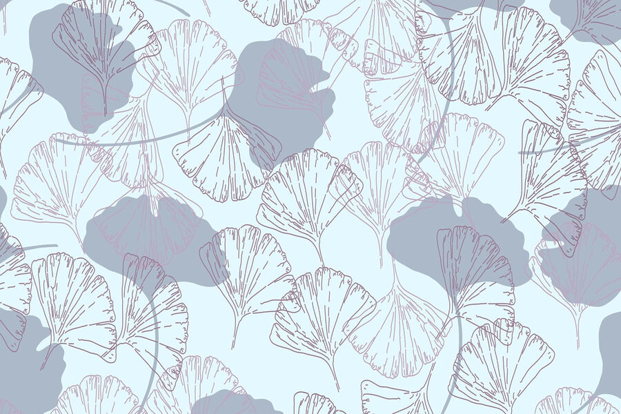 Papel de parede Padrão de folhas sobre um fundo azul claro - Image 4