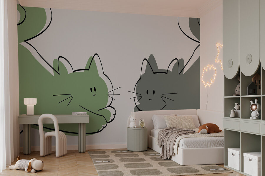 Um par de gatos deitados