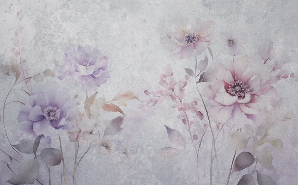 Pintura de flores sobre um fundo branco Pintura de flores sobre um fundo branco