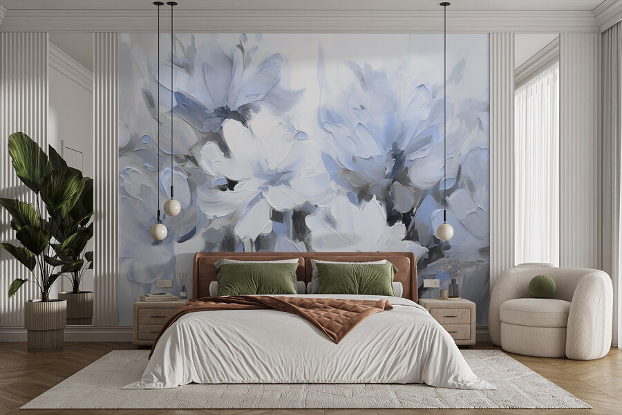 Pintura de flores sobre um fundo branco