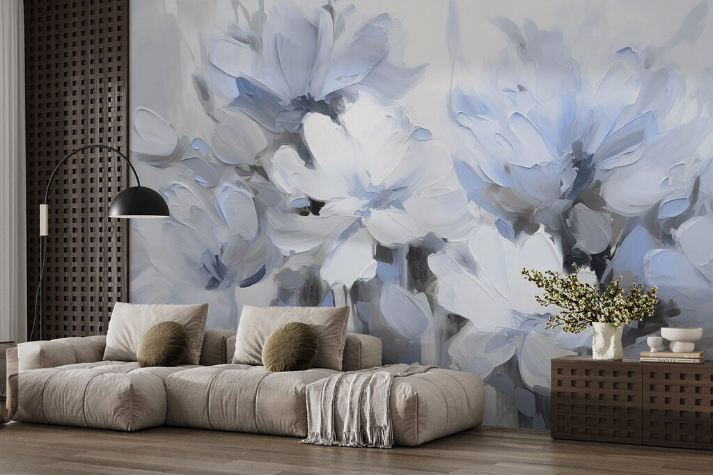 Painting of flowers on a white background Painting of flowers on a white background