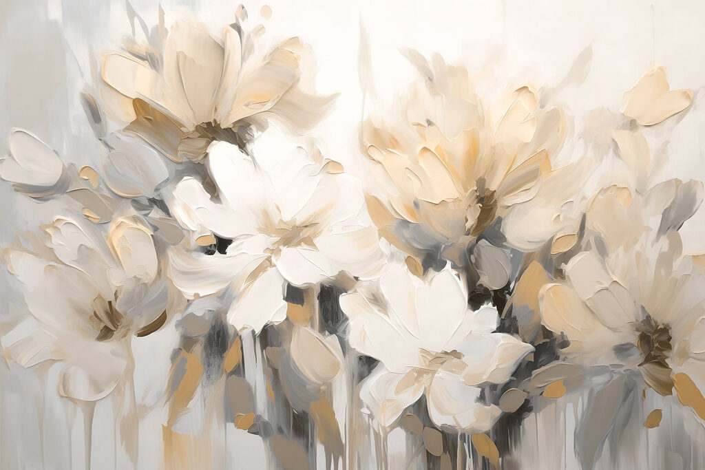 Pintura de flores sobre um fundo branco Pintura de flores sobre um fundo branco