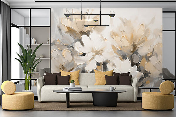 Pintura de flores sobre um fundo branco Pintura de flores sobre um fundo branco