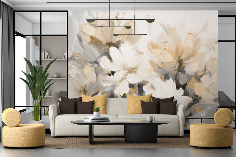 Pintura de flores sobre um fundo branco Pintura de flores sobre um fundo branco