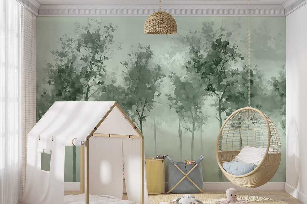 Group of trees in fog Group of trees in fog