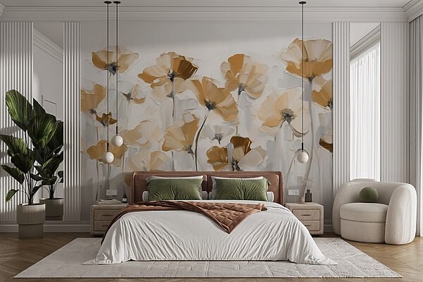 Pintura de flores sobre um fundo branco Pintura de flores sobre um fundo branco