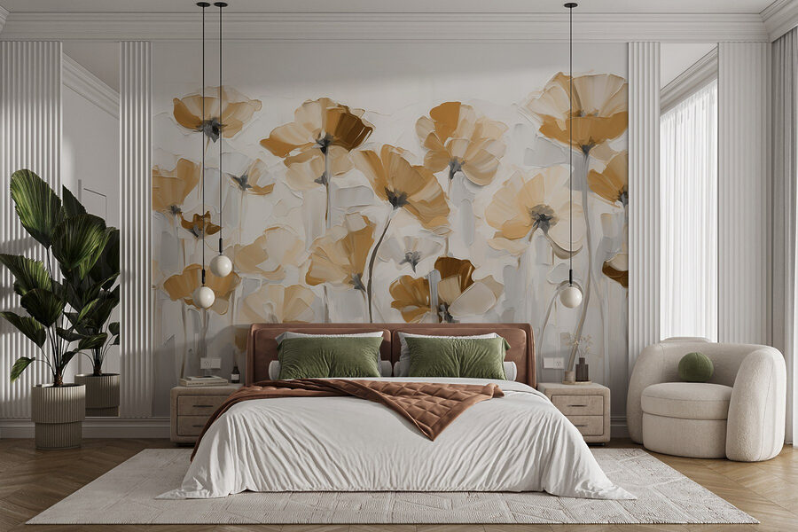 Pintura de flores sobre um fundo branco