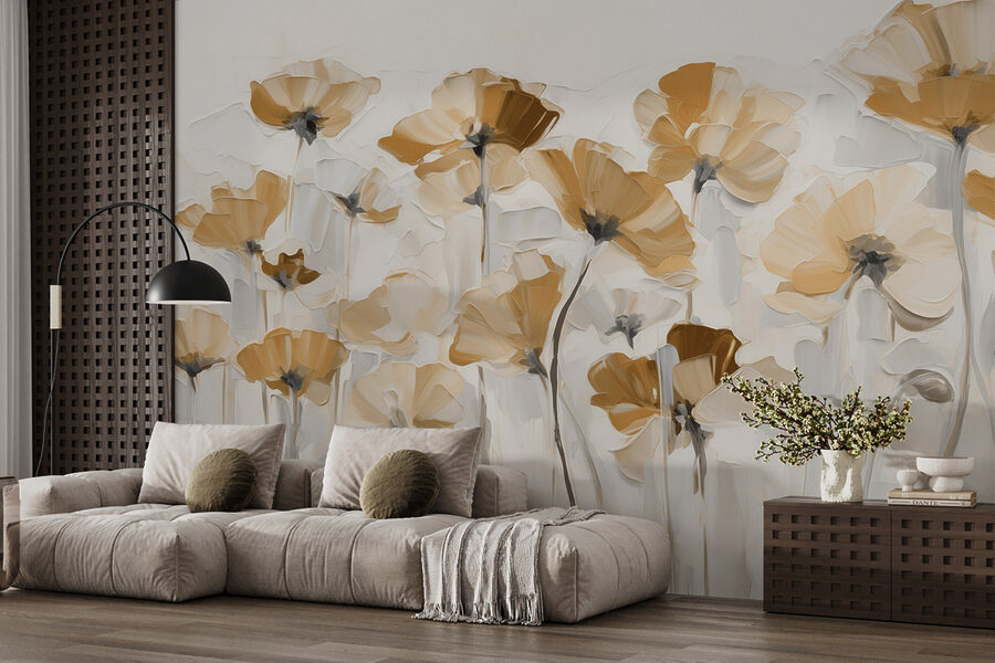 Pintura de flores sobre um fundo branco
