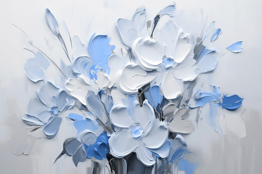Pintura de flores num vaso
