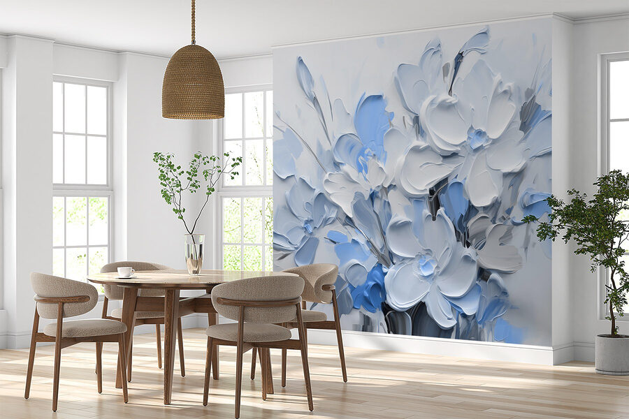 Pintura de flores num vaso