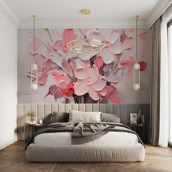 Pintura de flores em rosa e branco Pintura de flores em rosa e branco