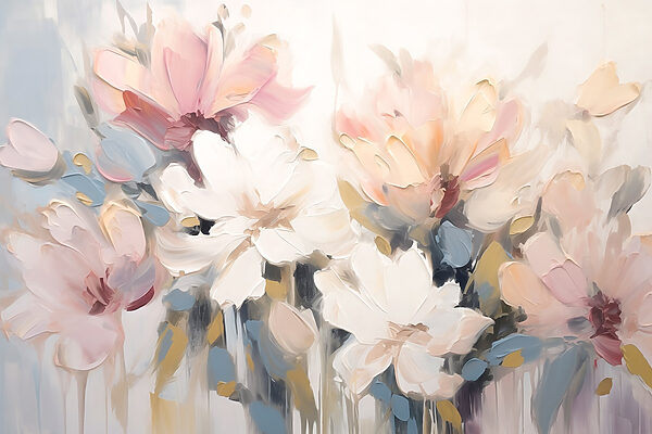 Pintura de flores sobre uma superfície branca Pintura de flores sobre uma superfície branca