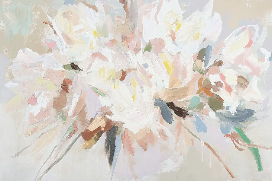 Pintura de flores sobre uma superfície branca Pintura de flores sobre uma superfície branca