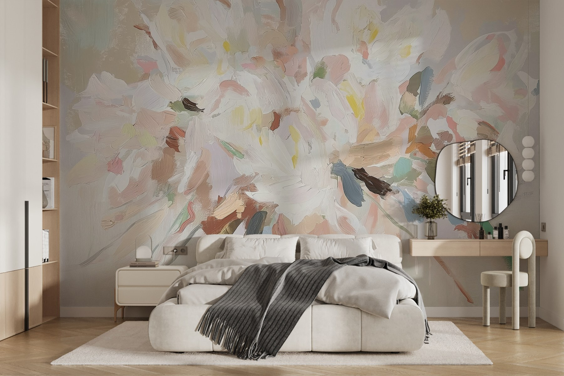 Painting of flowers on a white surface Painting of flowers on a white surface