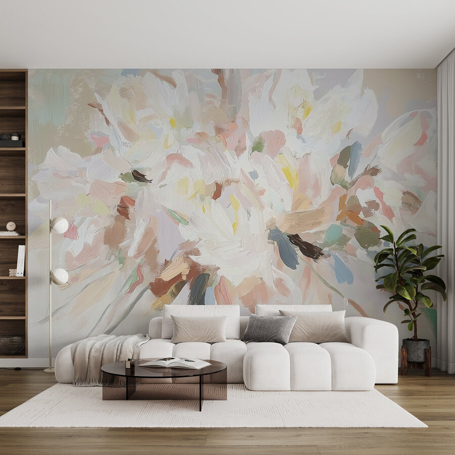 Pintura de flores sobre uma superfície branca Pintura de flores sobre uma superfície branca