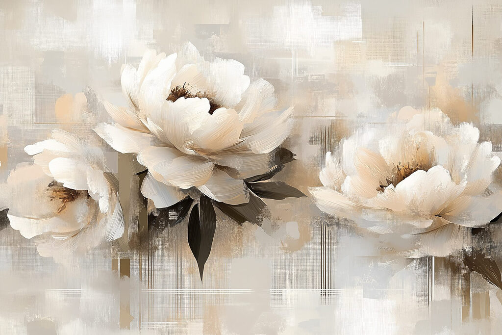 Pintura de flores sobre um fundo branco Pintura de flores sobre um fundo branco