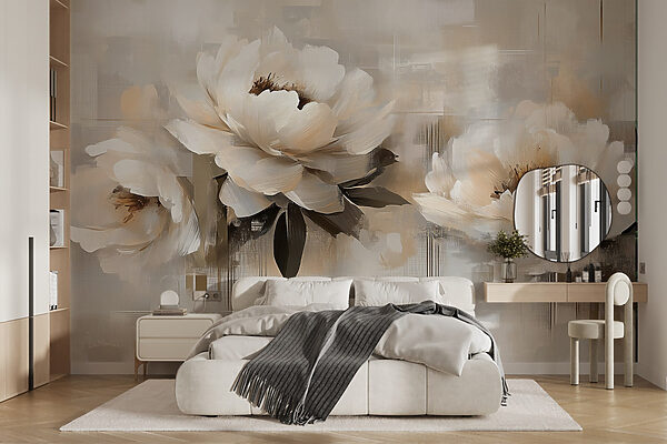 Pintura de flores sobre um fundo branco Pintura de flores sobre um fundo branco