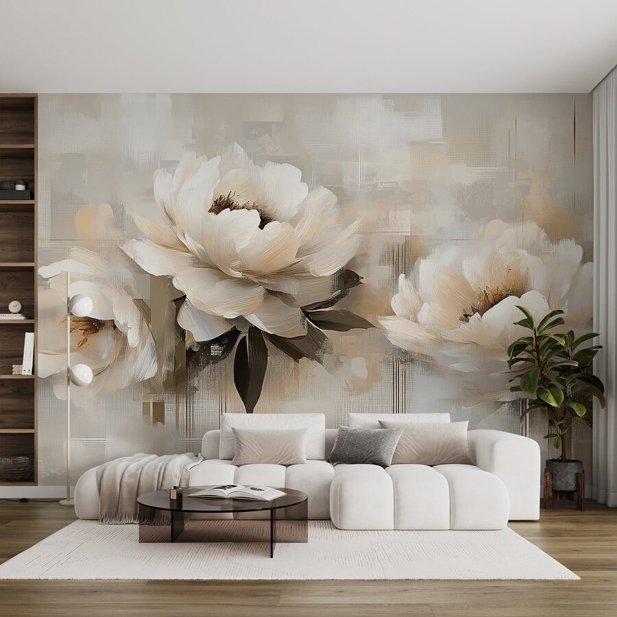 Pintura de flores sobre um fundo branco Pintura de flores sobre um fundo branco