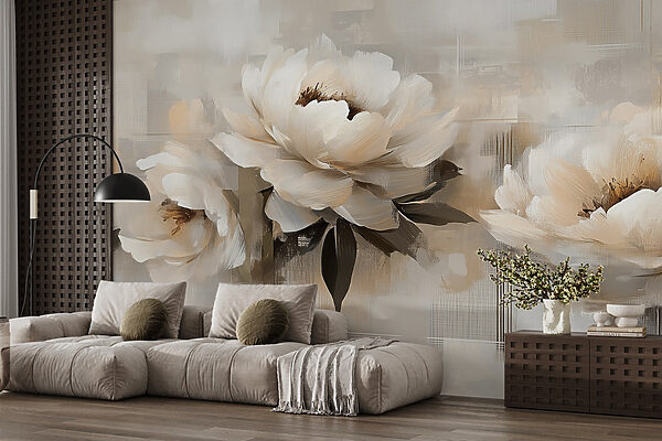 Pintura de flores sobre um fundo branco Pintura de flores sobre um fundo branco