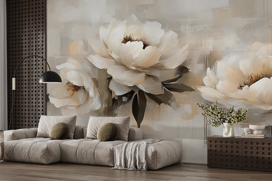 Pintura de flores sobre um fundo branco Pintura de flores sobre um fundo branco