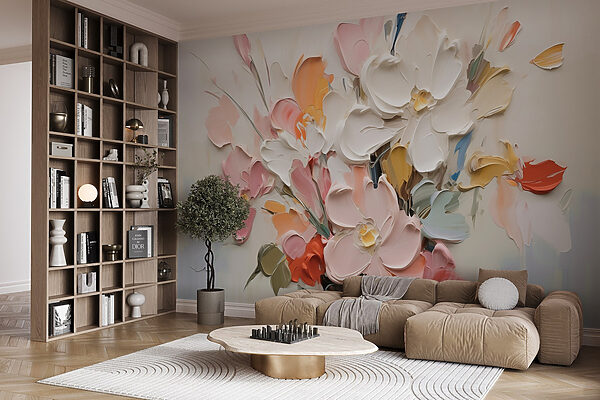 Pintura de flores sobre uma superfície branca Pintura de flores sobre uma superfície branca