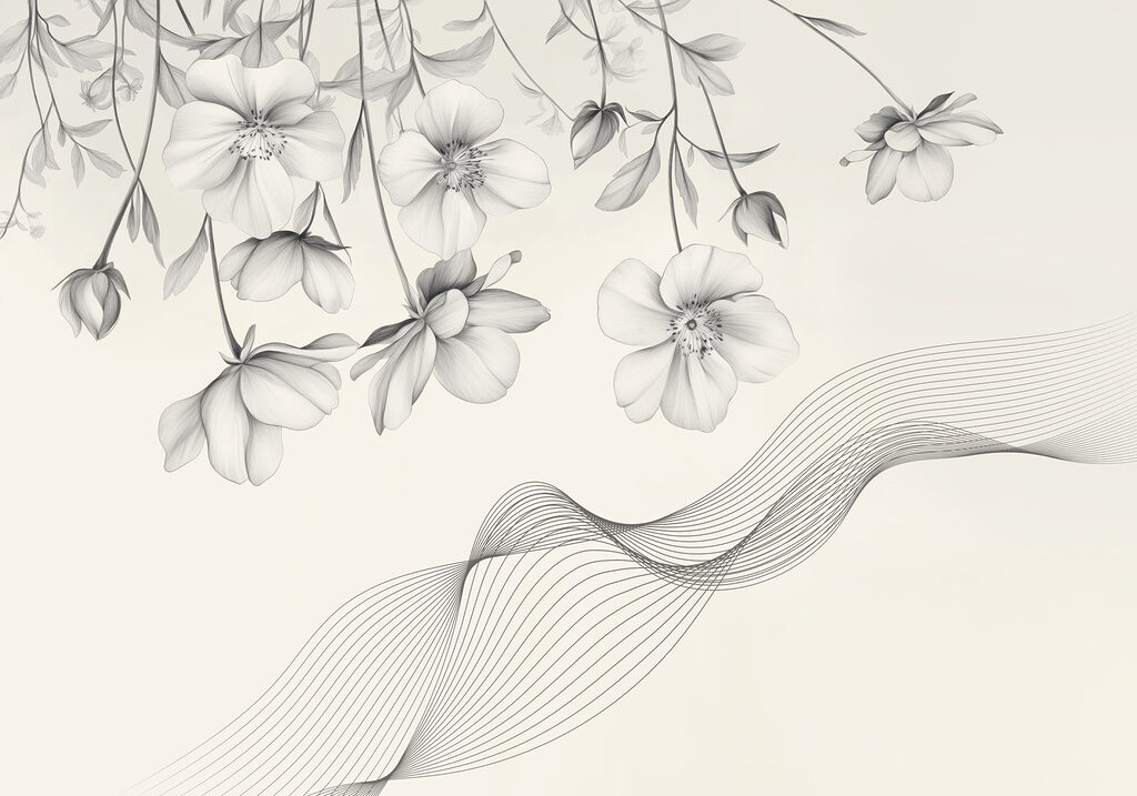 Flores delicadas com linhas fluidas Flores delicadas com linhas fluidas