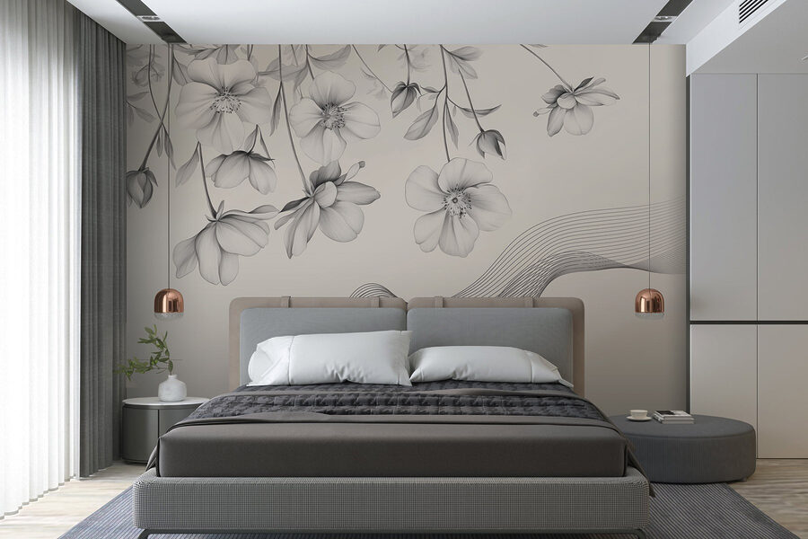 Flores delicadas com linhas fluidas
