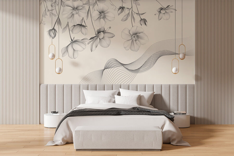 Flores delicadas com linhas fluidas