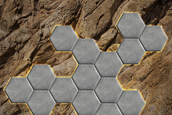Hexágonos de pedra numa rocha Hexágonos de pedra numa rocha