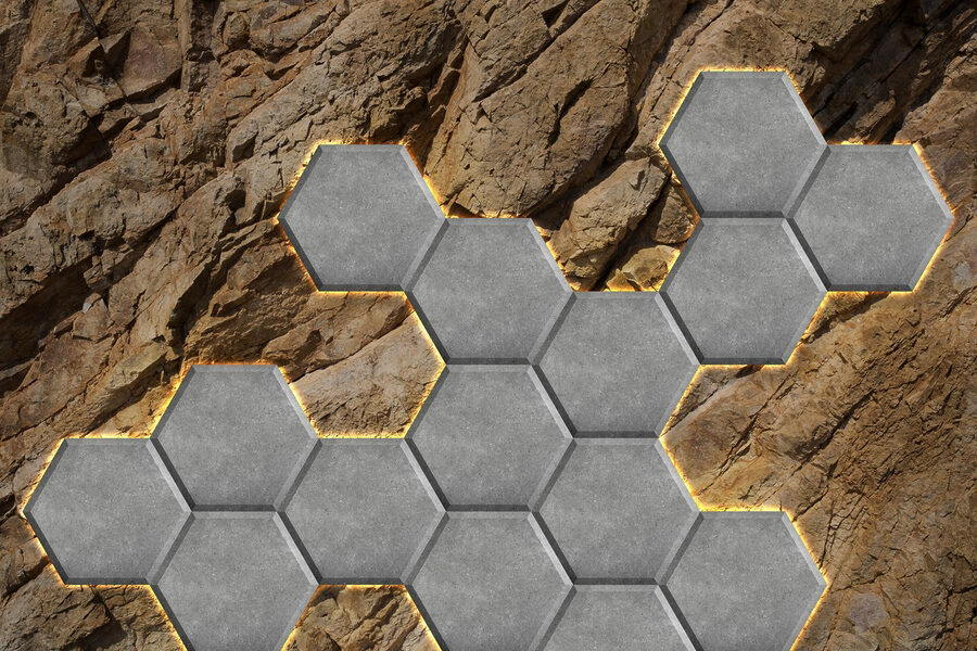 Hexágonos de pedra numa rocha Hexágonos de pedra numa rocha