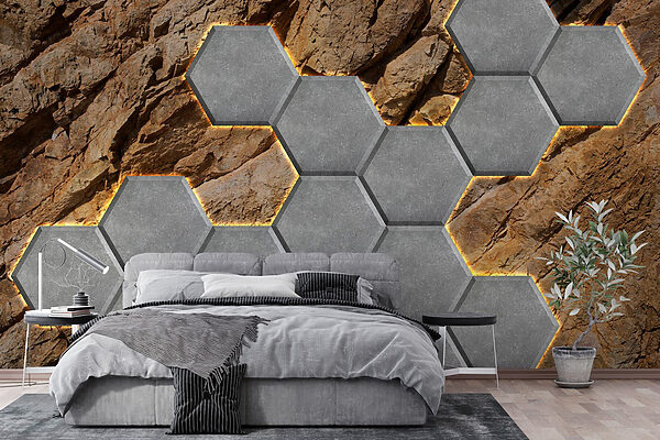 Hexágonos de pedra numa rocha Hexágonos de pedra numa rocha