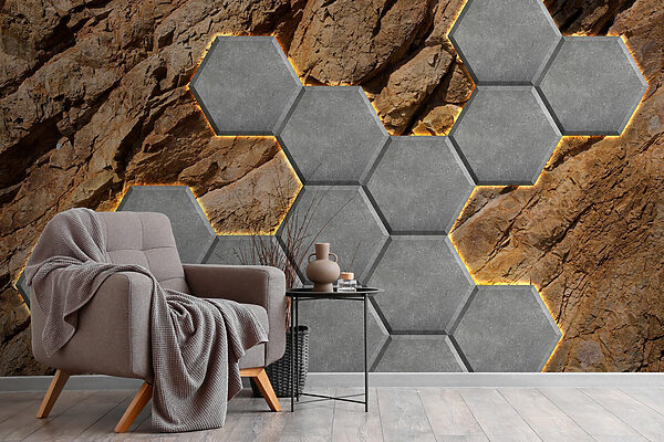 Hexágonos de pedra numa rocha Hexágonos de pedra numa rocha
