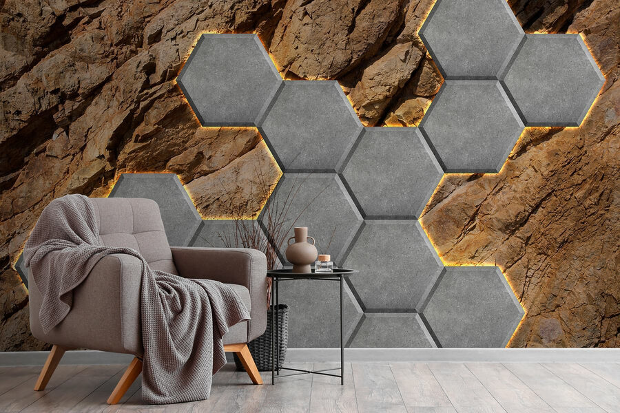 Hexágonos de pedra numa rocha Hexágonos de pedra numa rocha