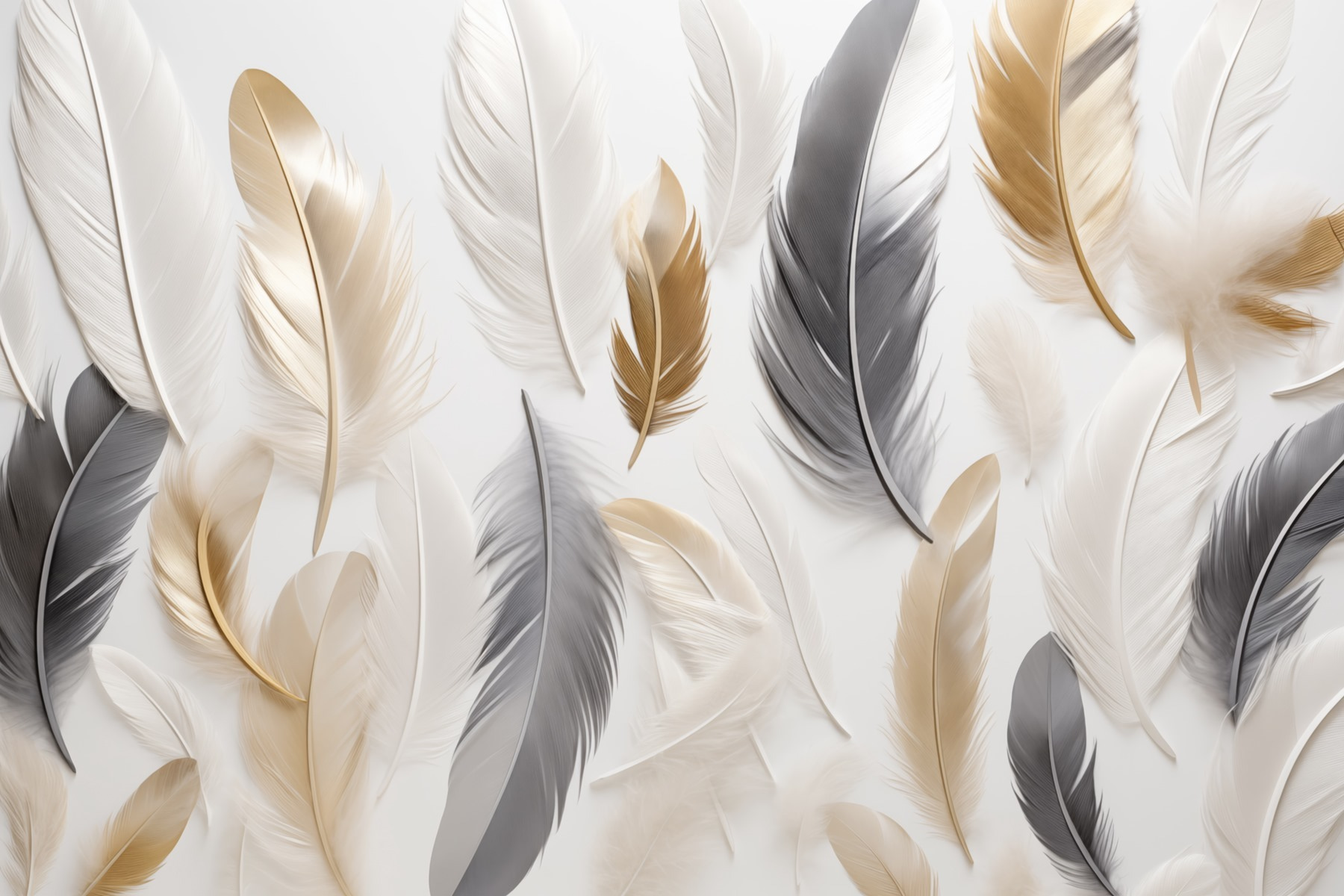 Group of feathers on a white surface