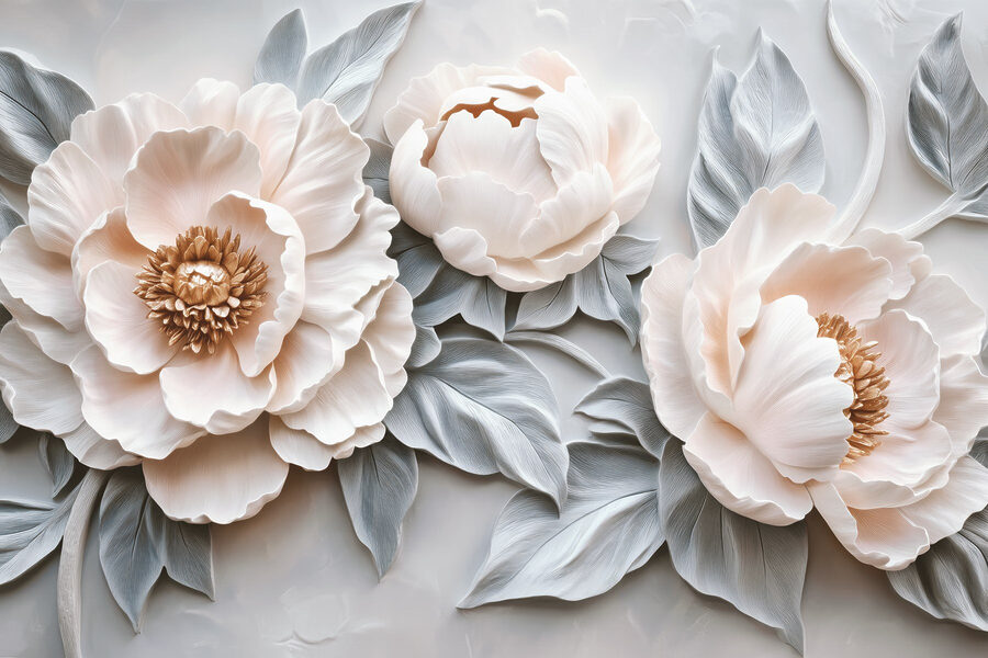 Grupo de flores brancas com folhas