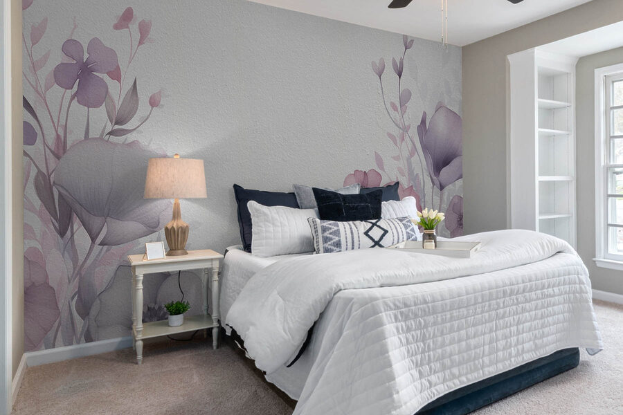 Papel de parede Pintura de flores sobre uma superfície branca