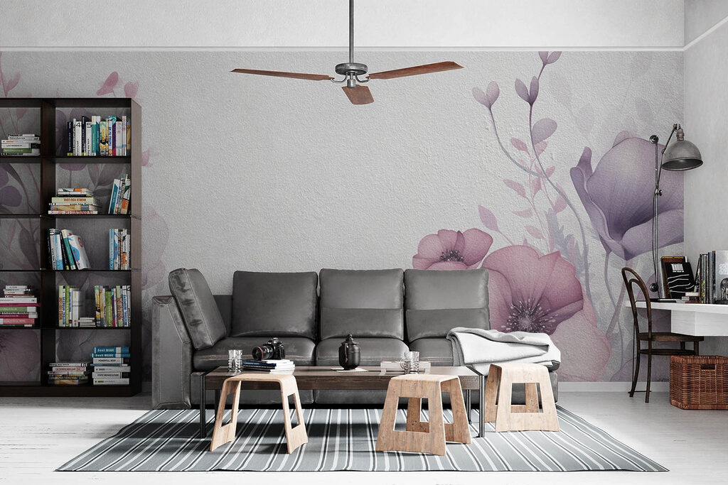 Painting of flowers on a white surface Painting of flowers on a white surface