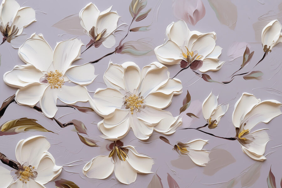 Pintura de flores brancas