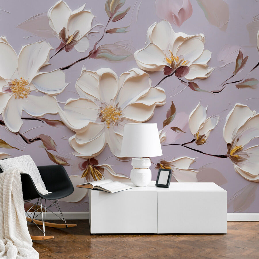 Pintura de flores brancas