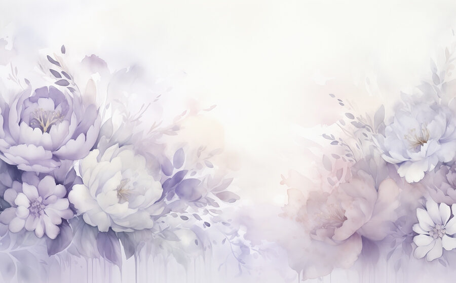Pintura de flores e folhas