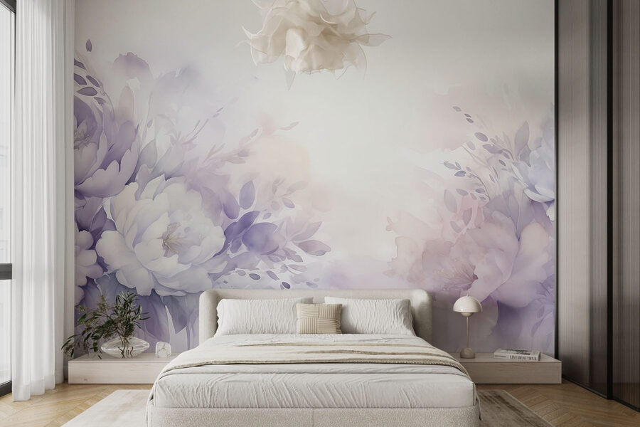 Pintura de flores e folhas