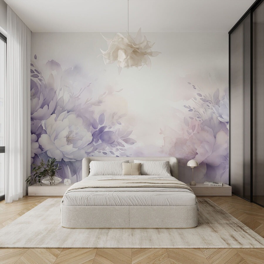 Pintura de flores e folhas