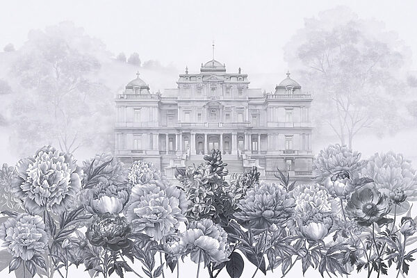 Grande edifício branco com flores Grande edifício branco com flores