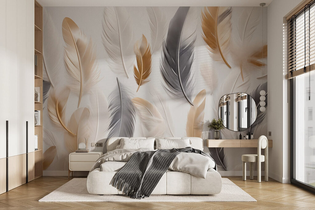 Group of feathers on a white surface